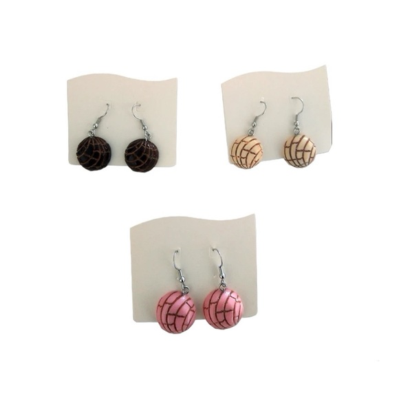 Mexican Pan Dulce Concha Hook Earrings - Picture 1 of 7